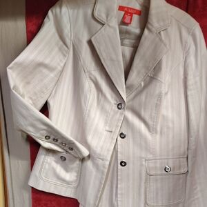 Vibe Cream Striped Women's Blazer& Pants